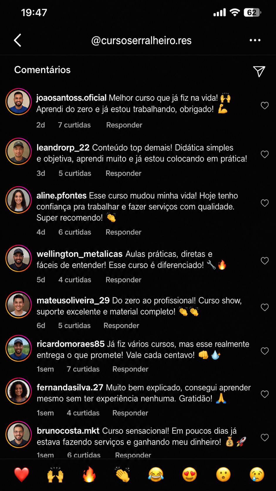 Comentários de alunos